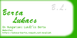 berta lukacs business card